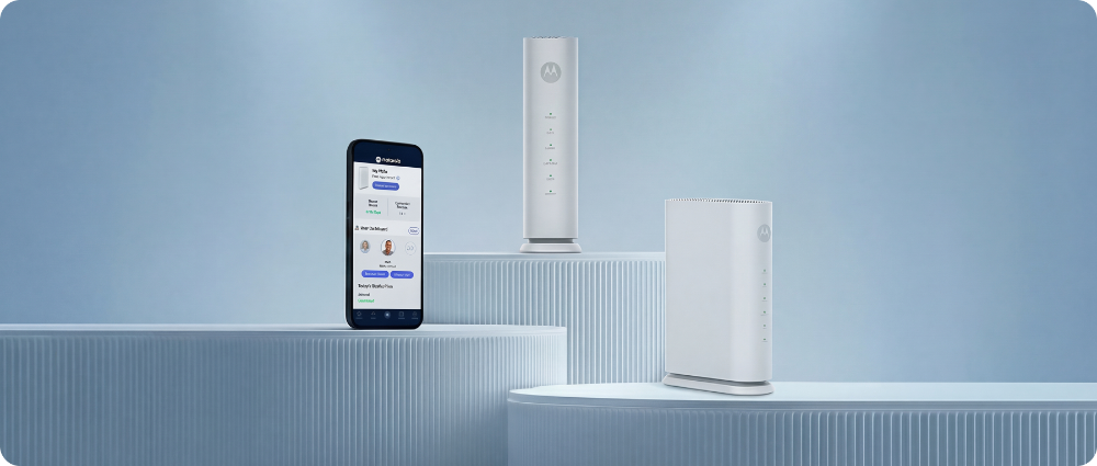 Motorola MNQ1525 Router-Set mit Smartphone